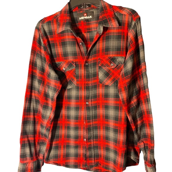 Airwalk Other - Airwalk Mens Plaid Cotton Button Up Shirt Sz Lrg